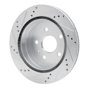 Chevrolet Equinox Brake Rotor (1) - Rear Right - R1 Concepts - Drilled & Slotted - Silver - `10-`17